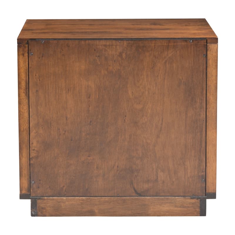 HomeRoots 22" Brown Wood Block End Table With Two Drawers - 24' X '22.2' X '19