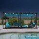 preview thumbnail 48 of 47, PURPLE LEAF Gazebo Outdoor Retractable Modern Large Size Pergola w Lights 10ft x 18ft - Light Blue