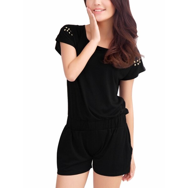 womens black romper shorts