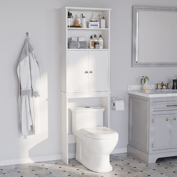 VECELO Narrow Beside Toilet Storage Cabinet, Plastic Bathroom Organizer With Drawers & Wheels, Slim Toilet Paper Storage For Bathroom, White