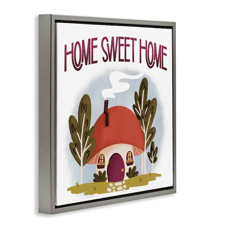 Stupell Sweet Home Mushroom Cottage Framed Floater Canvas Wall Art Design By Sarah Hickman