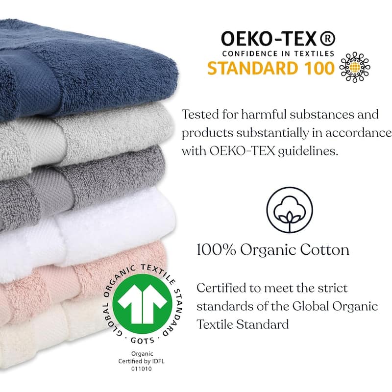 Delara Organic Cotton Luxuriously Plush Bath Towel 33 Piece Set |GOTS & OEKO-TEX Certified |650 GSM Long Staple|Soft & Quick Dry