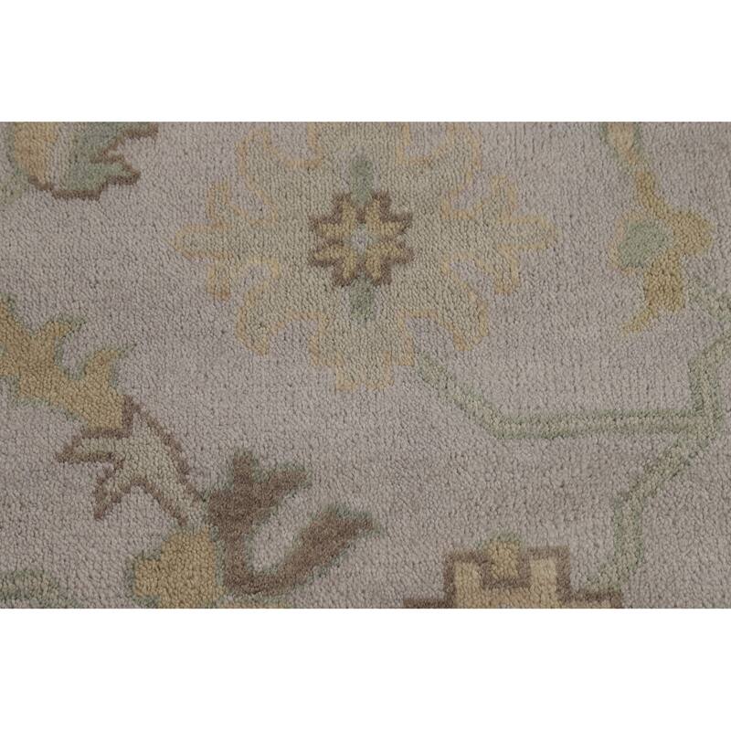 All-Over Floral Oushak Oriental Area Rug Hand-Knotted Wool Carpet - 9'1"x 12'1"