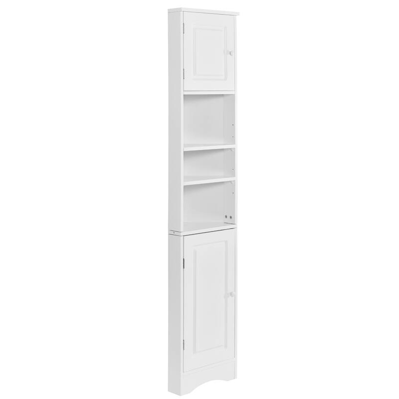 6-Tier Tall Narrow Corner Cabinet, Multi-Functional Bathroom Storage Cabinet, Floor Cabinet with 2 Doors & 3 Adjustable Shelves