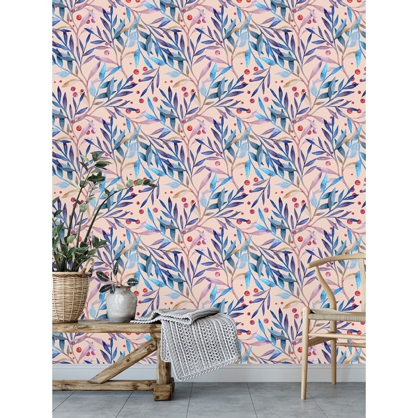 Lovely Bright Leaves Peel and Stick Wallpaper - Overstock - 32617117