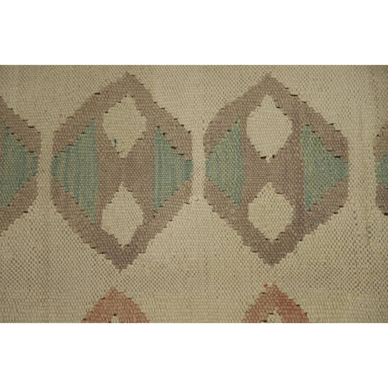 Hand Woven Oriental 100% Wool Carpet Southwestern Tribal Beige & Ivories Kilim Area Rug - 4' 7'' X 3' 1''
