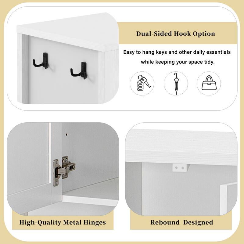 4 Doors Storage Sideboard with Open Shelf and 2-Tiers Adjustable Shelves, Multi Functional Buffet with 2 Side Hooks