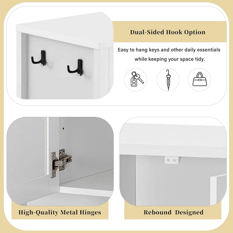 55.1" Modern Sideboard Buffet Cabinet with 4 Doors, Open Shelf, Adjustable Shelves & Side Hooks for Living Room or Dining