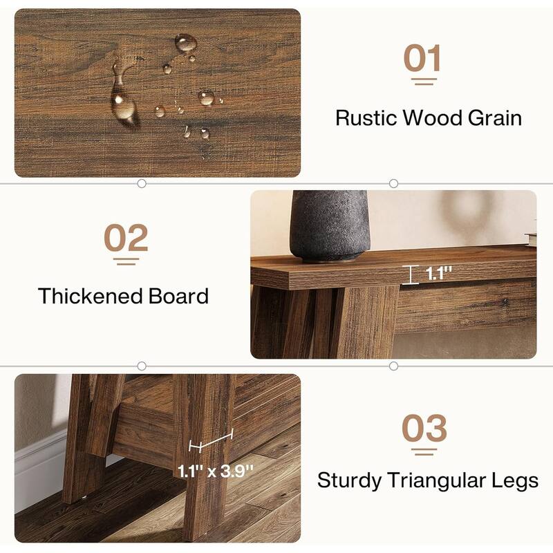 41.3-Inch Farmhouse Entryway Table, 2-Tier Narrow Console Table for Foyer - 41.3" W x 11.8" D x 31.3" H