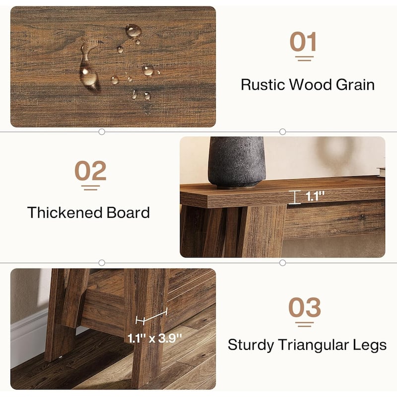 41.3 Inches Farmhouse Console Table, 2 Tiers Wooden Entryway Table