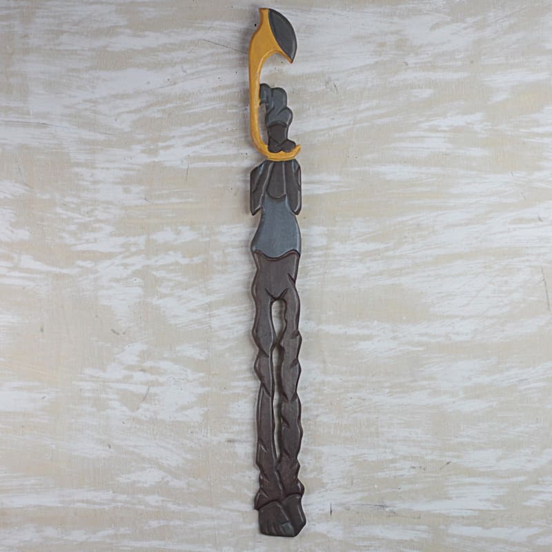 Novica Handmade Trumpeter Wood Wall Art