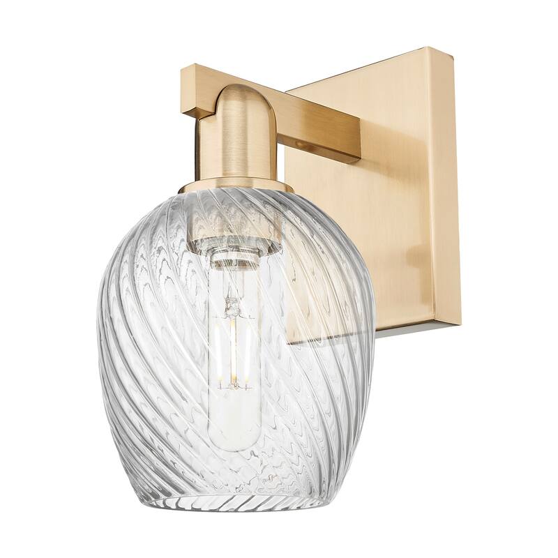 Innovations Lighting 716-1W-12-6 Salina Sconce Salina 12" Tall Wall - Champagne Bronze / Clear Spiral Fluted