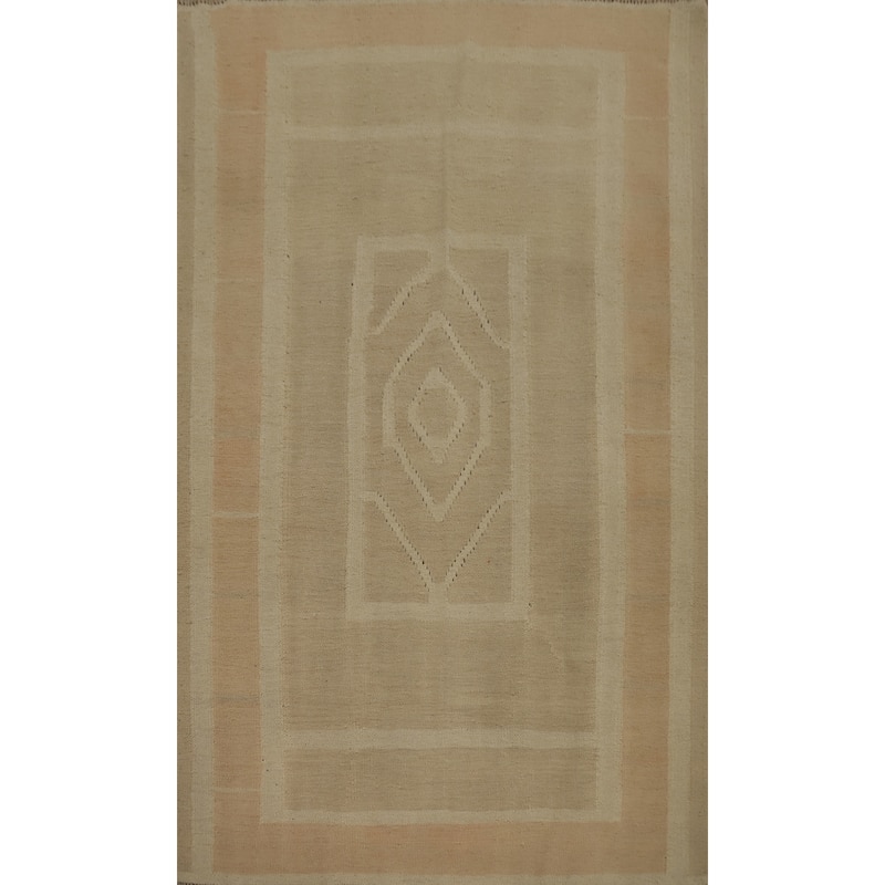 Hand Woven Oriental 100% Wool Carpet Southwestern Tribal Brown Kilim Area Rug - 5' 7'' X 3' 10''