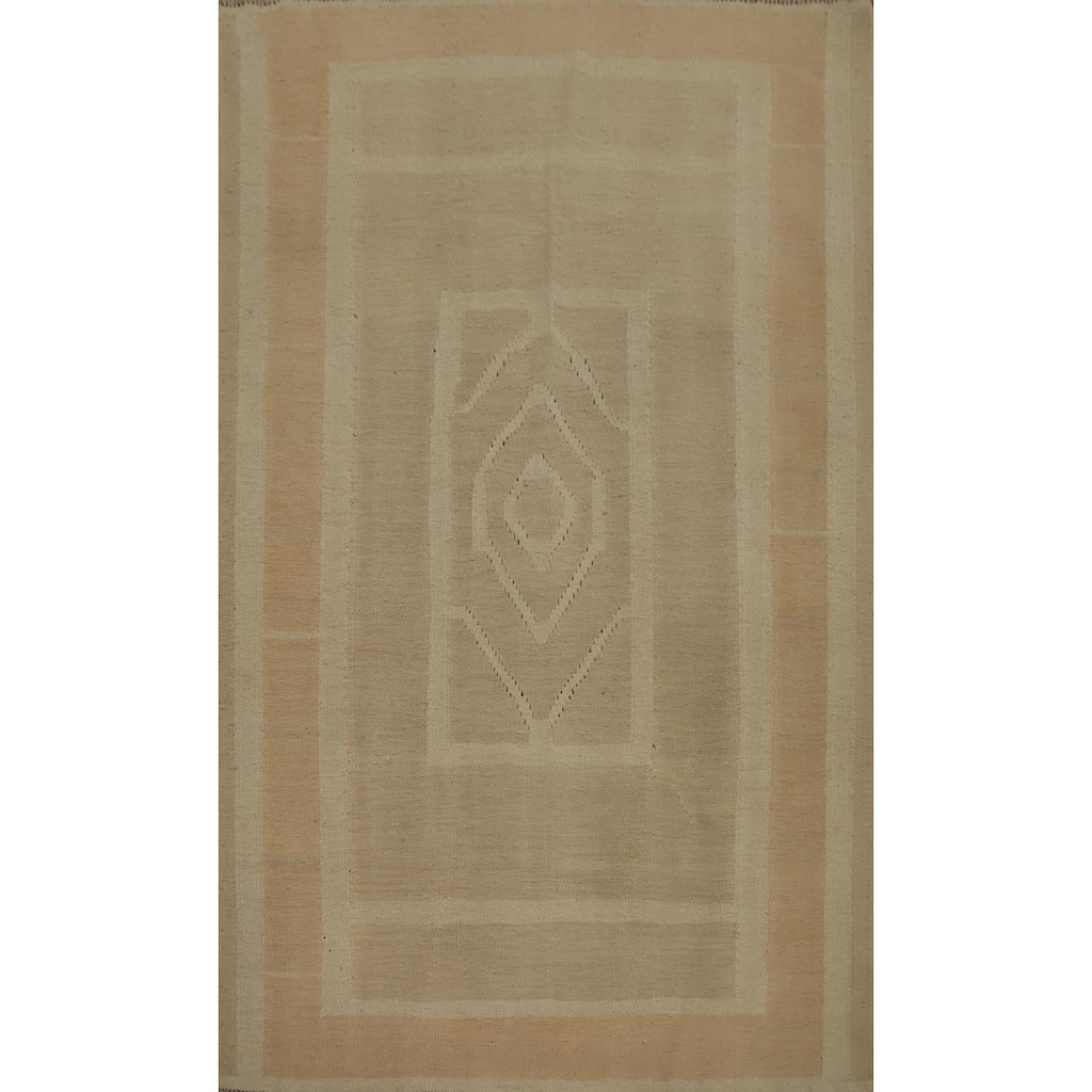 Hand Woven Oriental 100% Wool Carpet Southwestern Tribal Brown Kilim Area Rug - 5' 7'' X 3' 10''