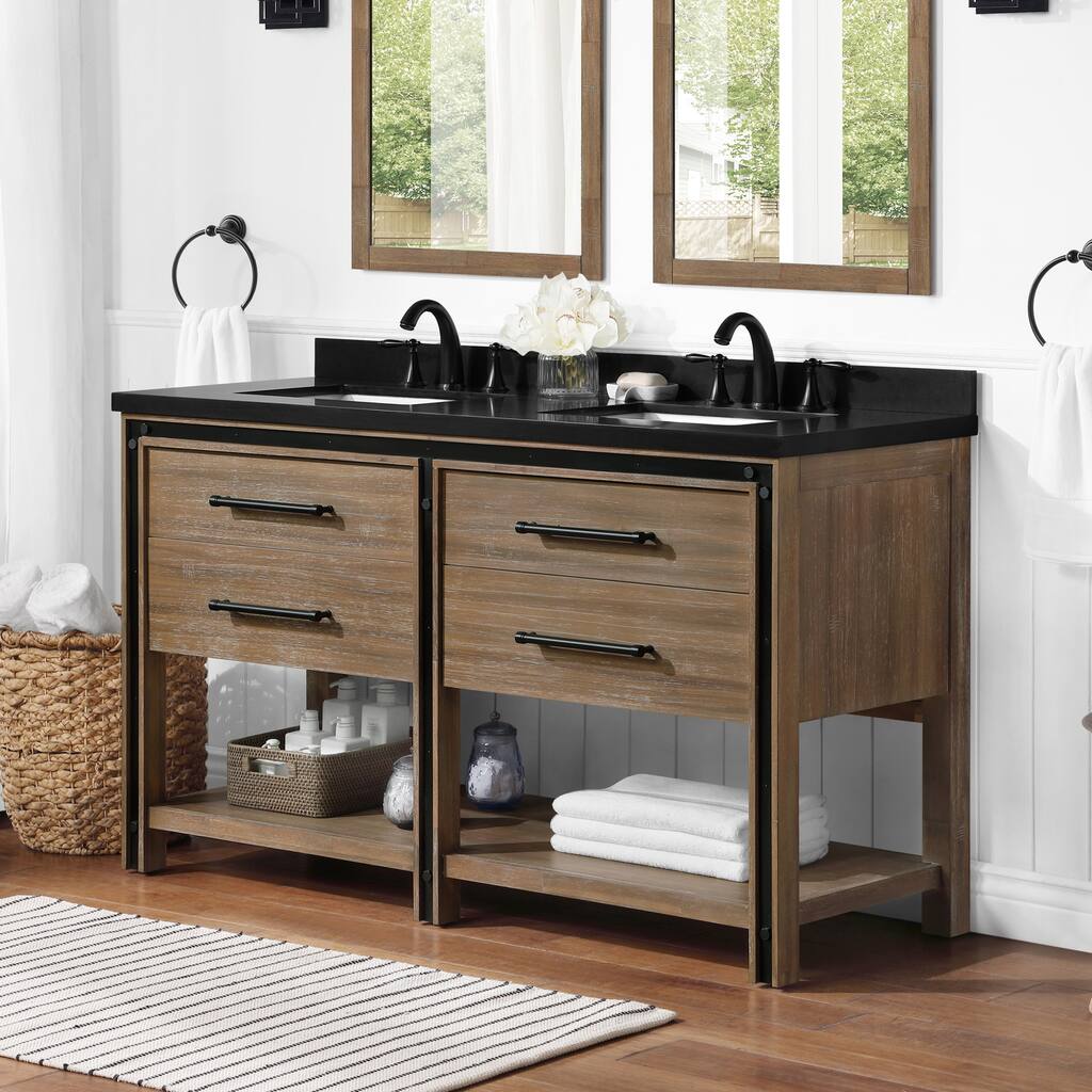 Ove Decors Max 60 in. Double Sink Bathroom Vanity in Acadia Wood