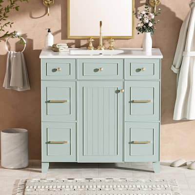 36"Freestanding Bathroom Vanity with Ceramic Sink