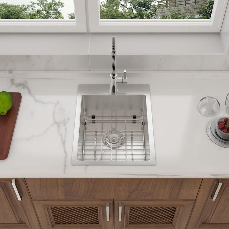 15/25 inch Topmount Drop-in Stainless Steel Single Bowl Kitchen Sink