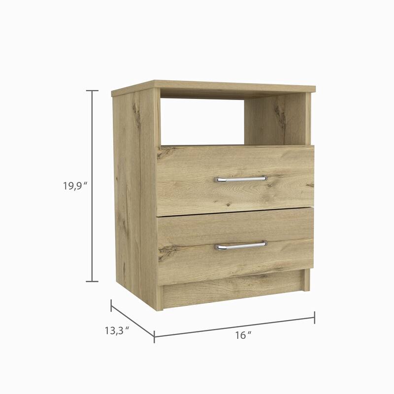 Superior Top Nightstand,Two Drawers, One Shelf