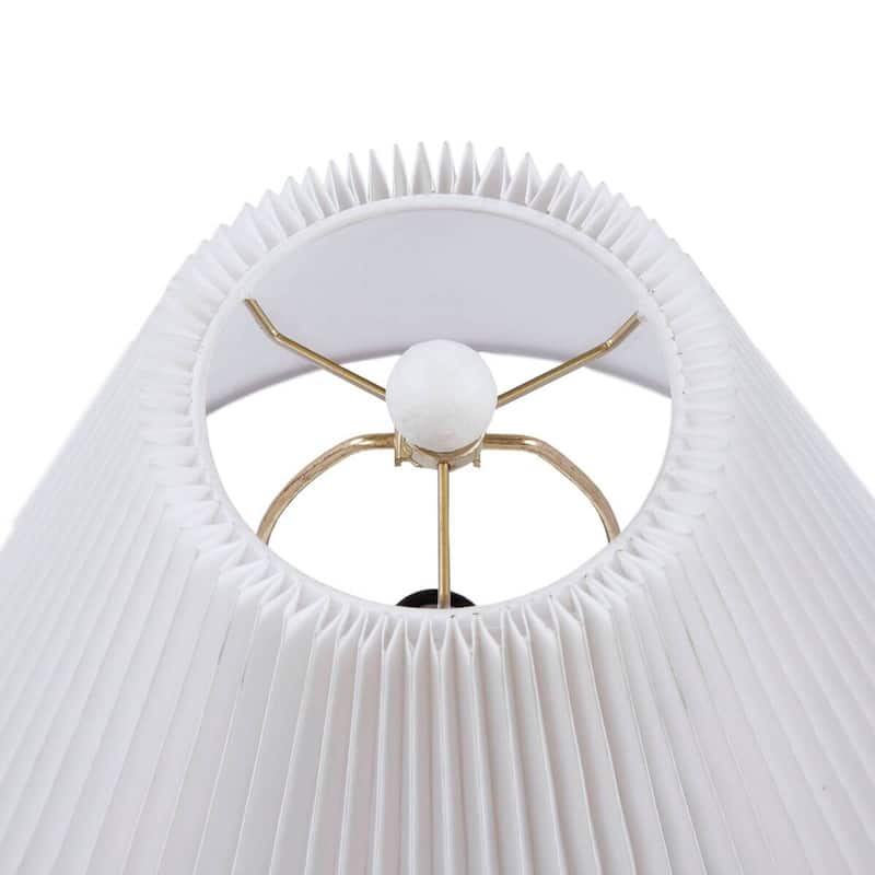Textured Ceramic Table Lamp with Fluted Fabric Shade White See below