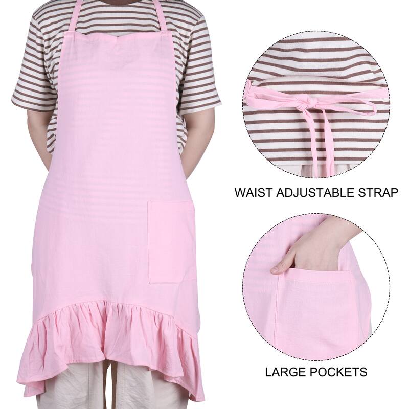 Cotton Linen Apron, Fishtail Aprons for Women Flower Shop Nail Salon - 35.43 inch