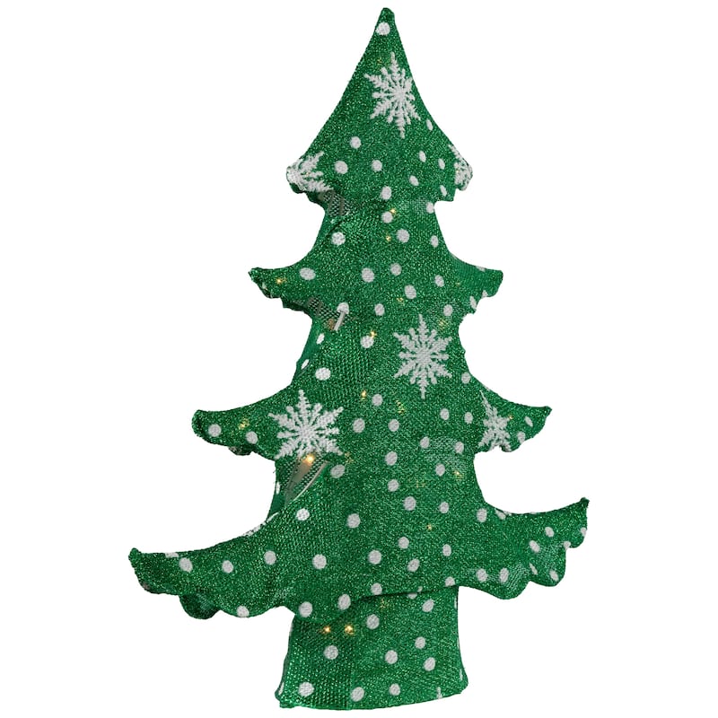 3D Lighted Christmas Tree Outdoor Decoration - 20" - Green and White - Clear Lights - 20