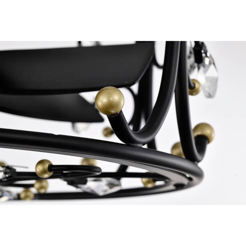 Matte Black and Gold 16 Inch Crystal Fandelier