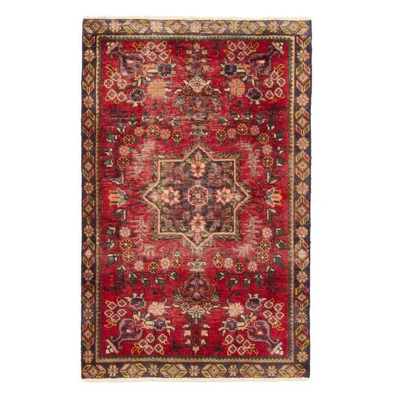 ECARPETGALLERY Hand-knotted Antalya Vintage Red Wool Rug - 2'11 x 4'8