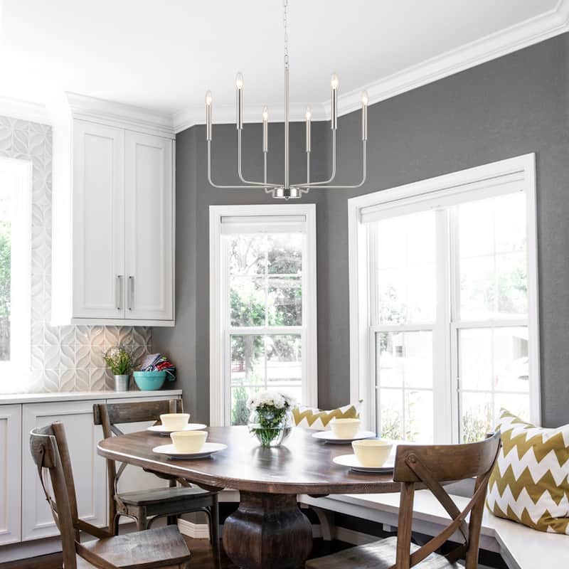 6-Light W26.18" x H66.92" Candle Chandelier for Living Room Kitchen Island