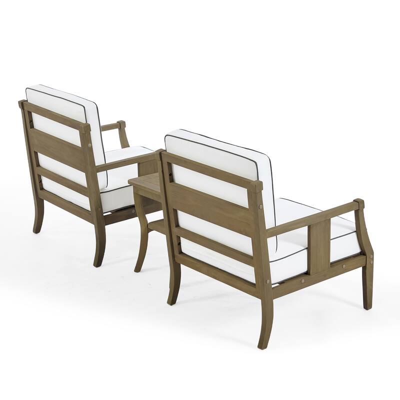 3-Piece Solid Teak Outdoor Patio Furniture Set Armchairs & Storage Table