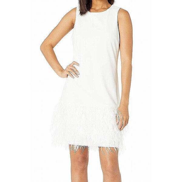Shop Black Friday Deals On Sam Edelman Women S Dress White Size 8 Shift Tiered Feather Hem Overstock 30861935