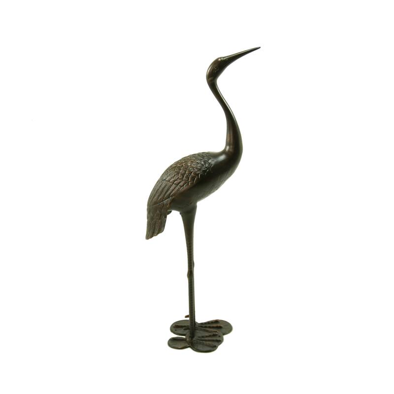 Roomfitters Sunny Outdoor 43-Inch Rust-Proof Cast Aluminum Preening Crane Garden Sculpture, Antique Bronze
