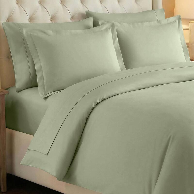 Superior 700 Thread Count Solid 3 Piece 100-percent Egyptian Cotton Duvet Cover Set - King - Cal King - Sage