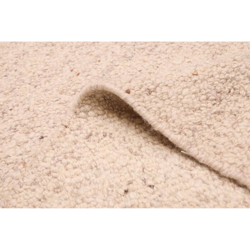 ECARPETGALLERY Hand Woven Looma Ivory Wool Rug - 8'1 x 10'3