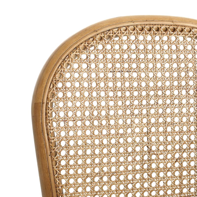 Bohemian Rattan Dining Chair Set of 2, Armless Side Chairs with Wooden Legs