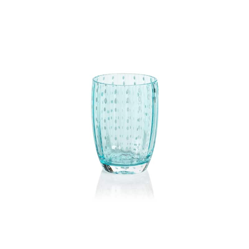 Pescara White Dot Tumbler Glasses, Set of 4 - Aqua