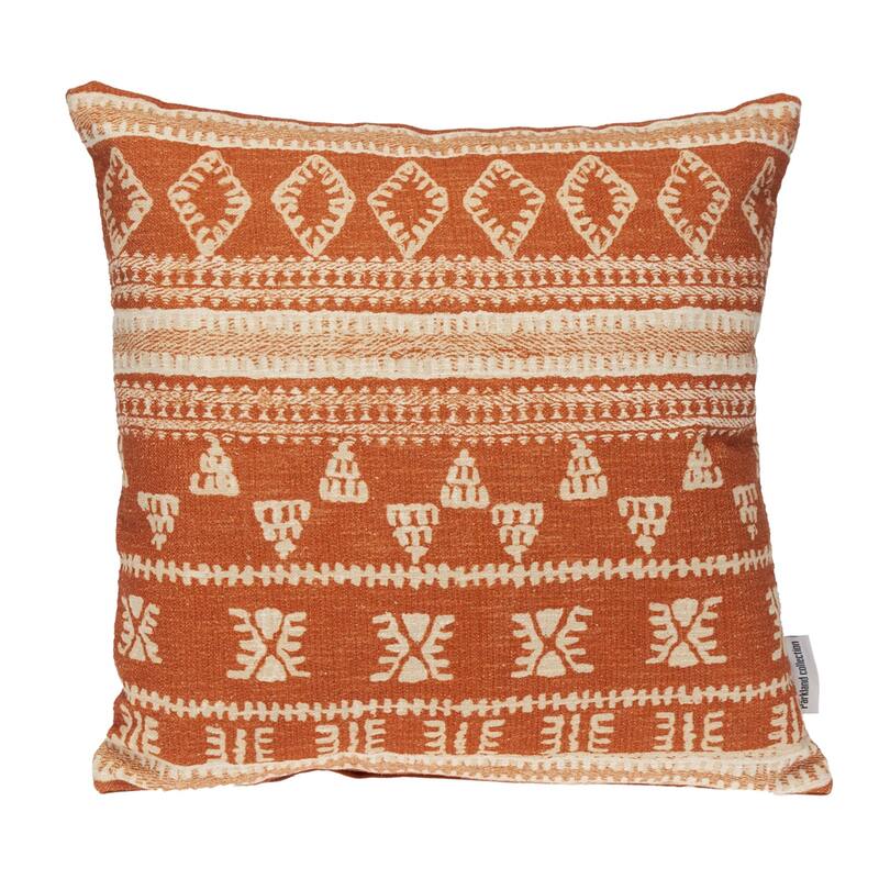 Tribal Square Throw Pillow - 18" - Orange and Beige