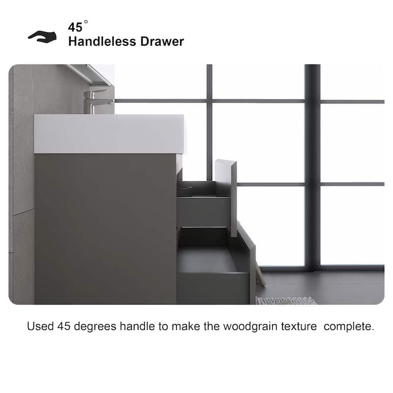 Floating Bathroom Vanity with Solid Surface Top