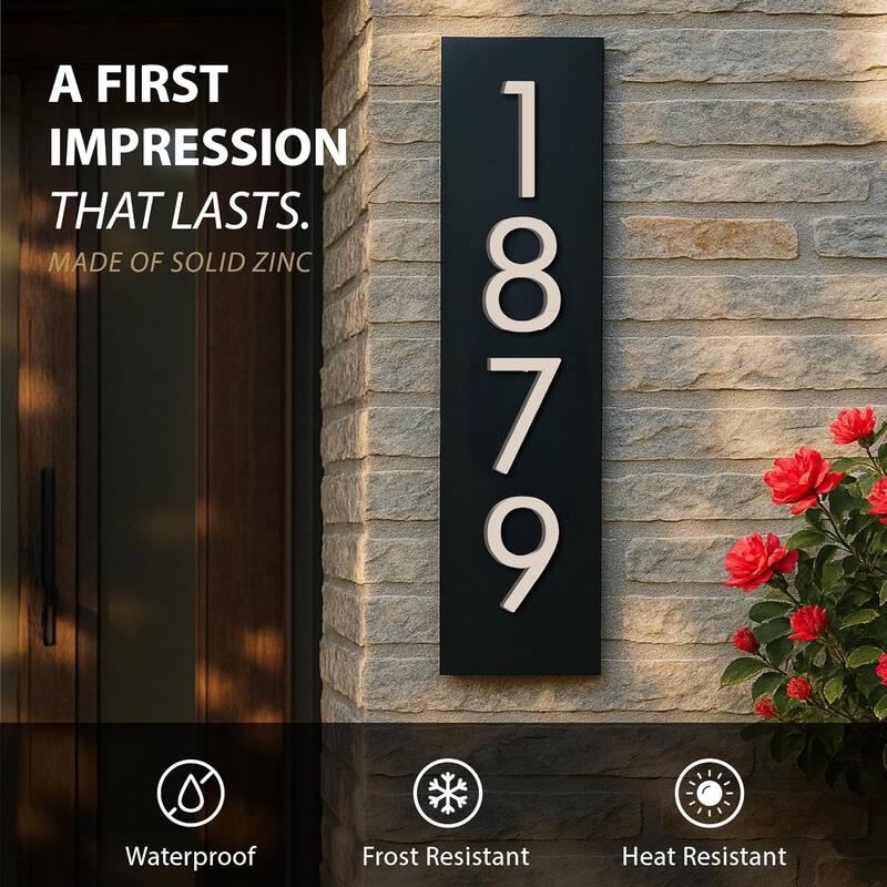 Mega Handles Modern Metal House Numbers | Heavy Duty Outdoor Address Digits | Easy to Install, Floating or Flush Mount Design