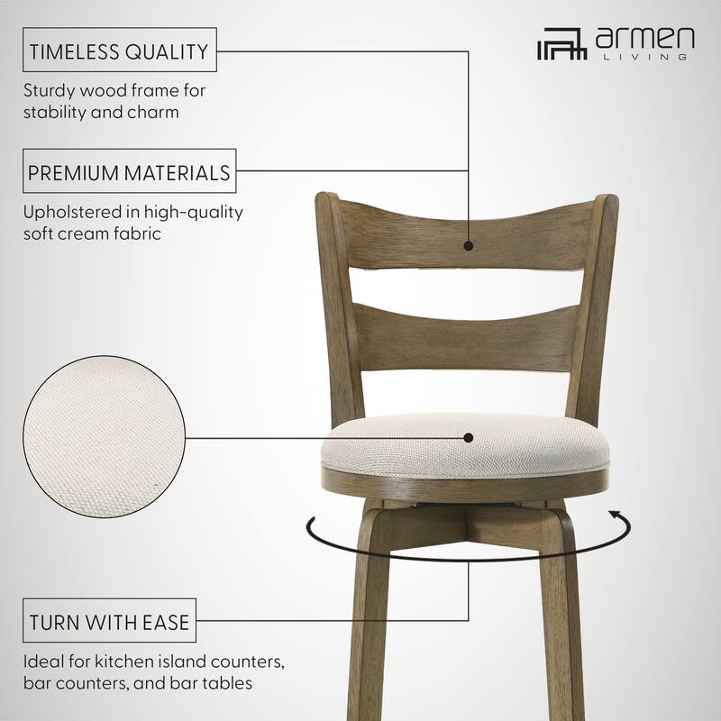 Blair Counter Height or Bar Height Rubberwood Barstool with Fabric Seat