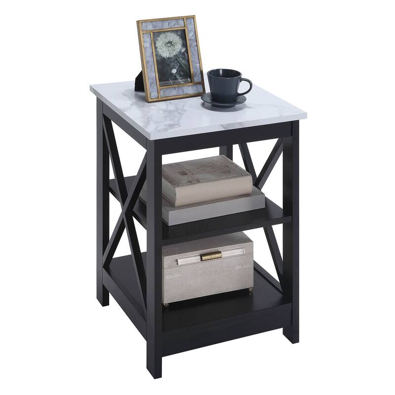Copper Grove Cranesbill X-Base 3-Tier End Table with Shelves