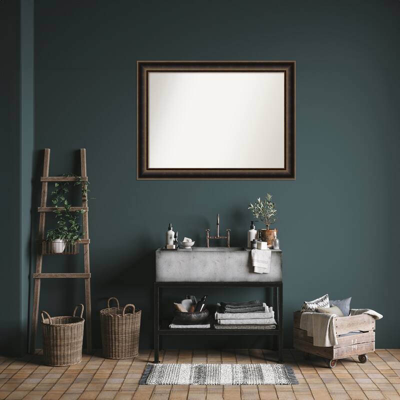 Villa Oil Rubbed Bronze Non-Beveled Wood Framed Bathroom Vanity Wall Mirror - Villa Oil Rubbed Bronze