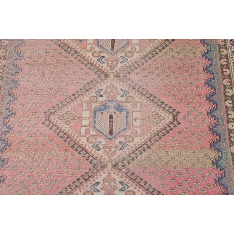 Distressed Pink Bakhtiari Persian Vintage Rug Hand-Knotted Wool Carpet - 5'6" x 9'7"
