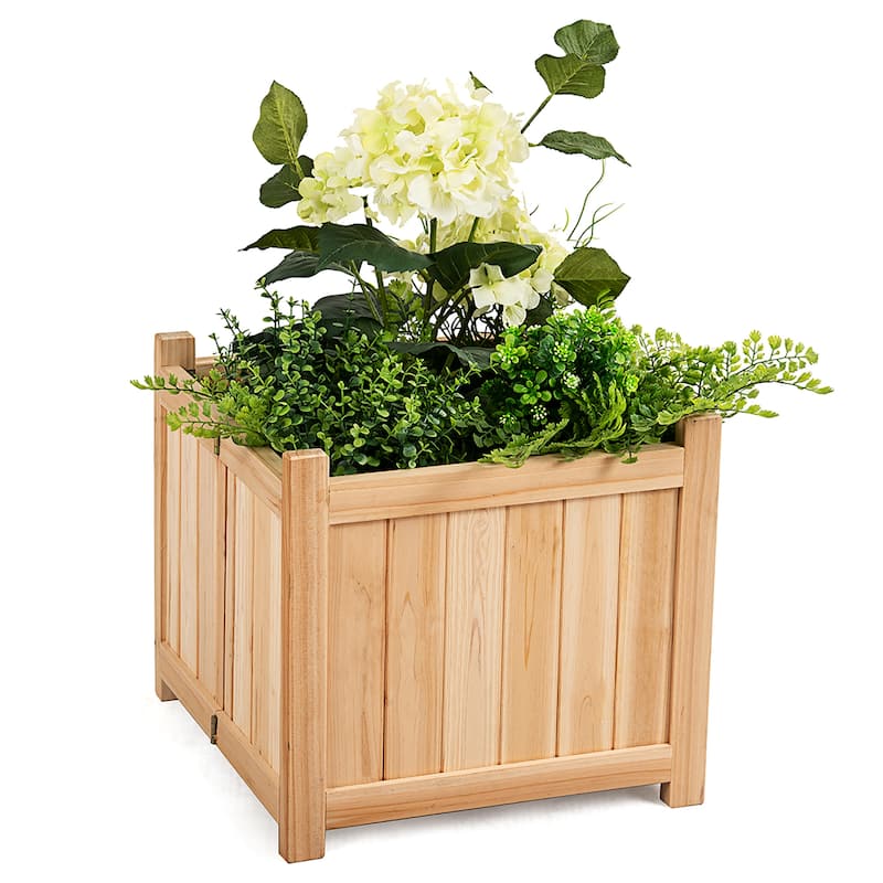 Raised Garden Bed Wood Planter Outdoor Elevated Planting Boxes - Natural