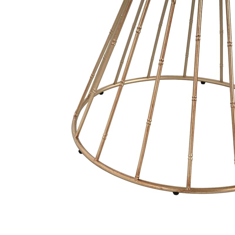 HOLLOW EDGE RETRO ART PINE Side TABLE, ANTIQUE GOLD + NATURAL COLOR