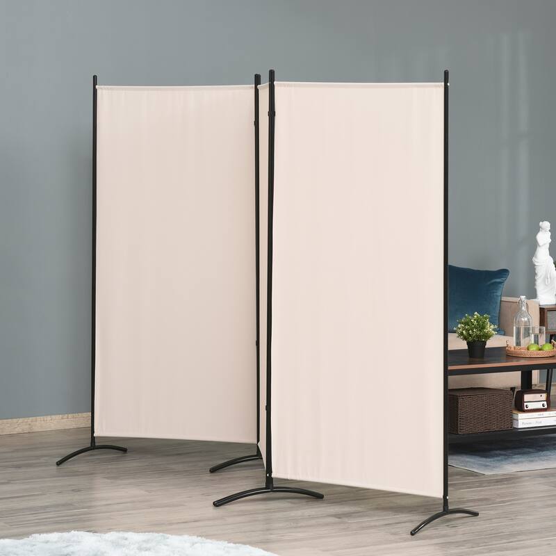 HOMCOM 3-Panel Folding Screen Room Divider Privacy Separator Partition for Indoor Bedroom Office, Outdoor Patio 100" x 72" Beige