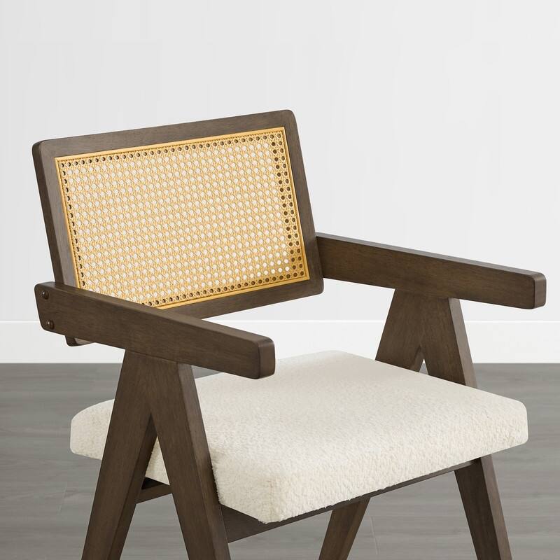 Spruce & Spring Modern American Dining Chair with Woven Rattan Back