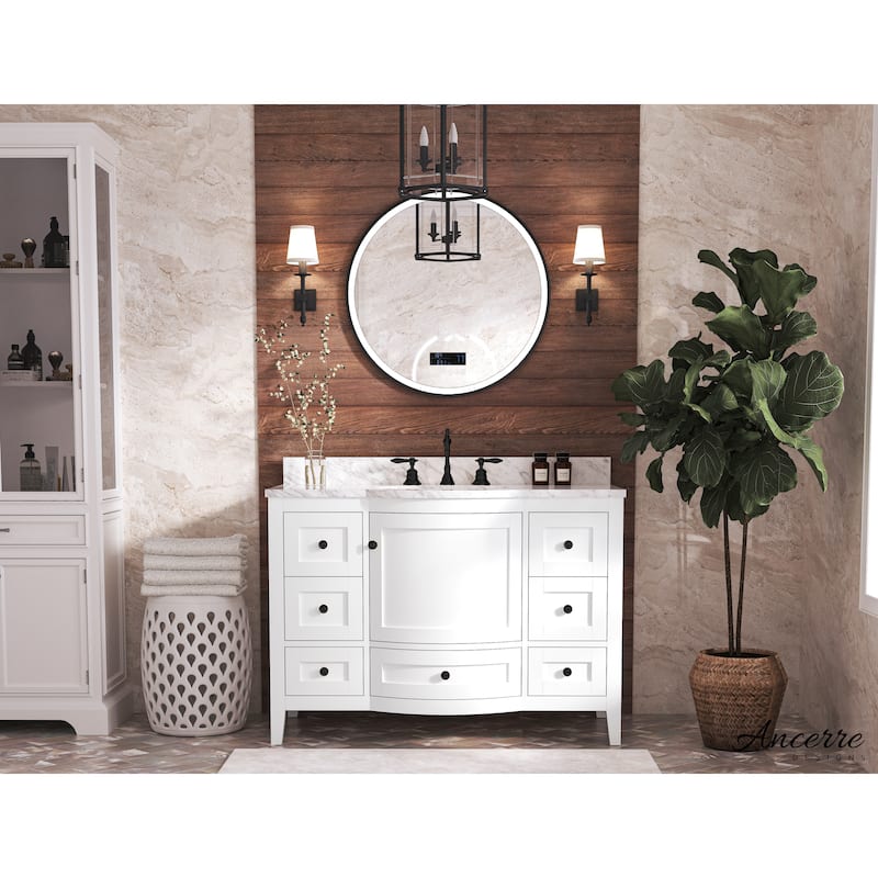 Ancerre Designs Lauren Vanity Set with Carrara White Marble Top