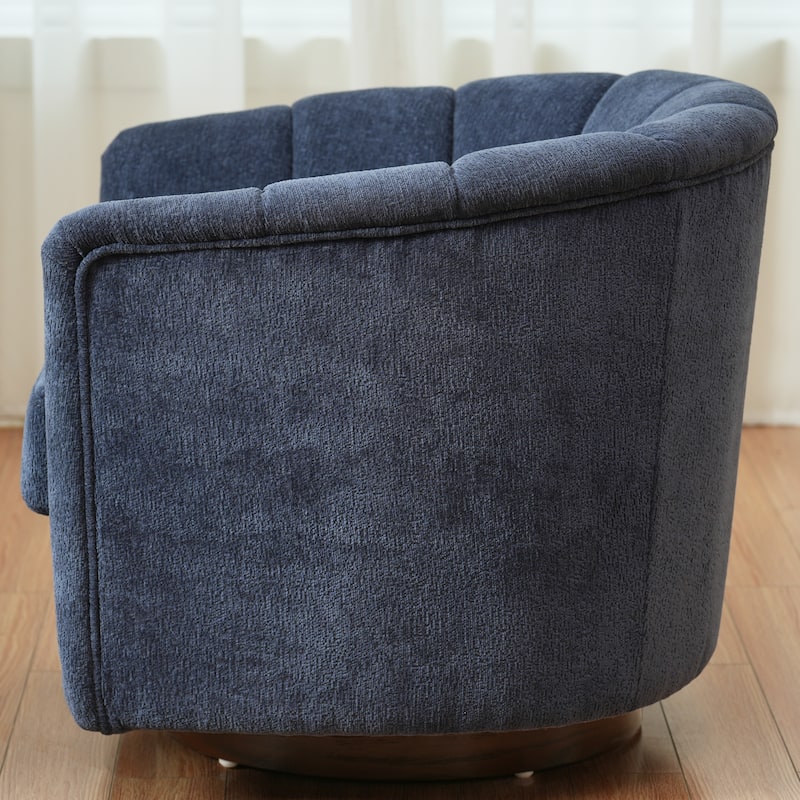 Fabric Swivel Chair with 360° Rotation, Wooden Base and 350lb Weight Capacity