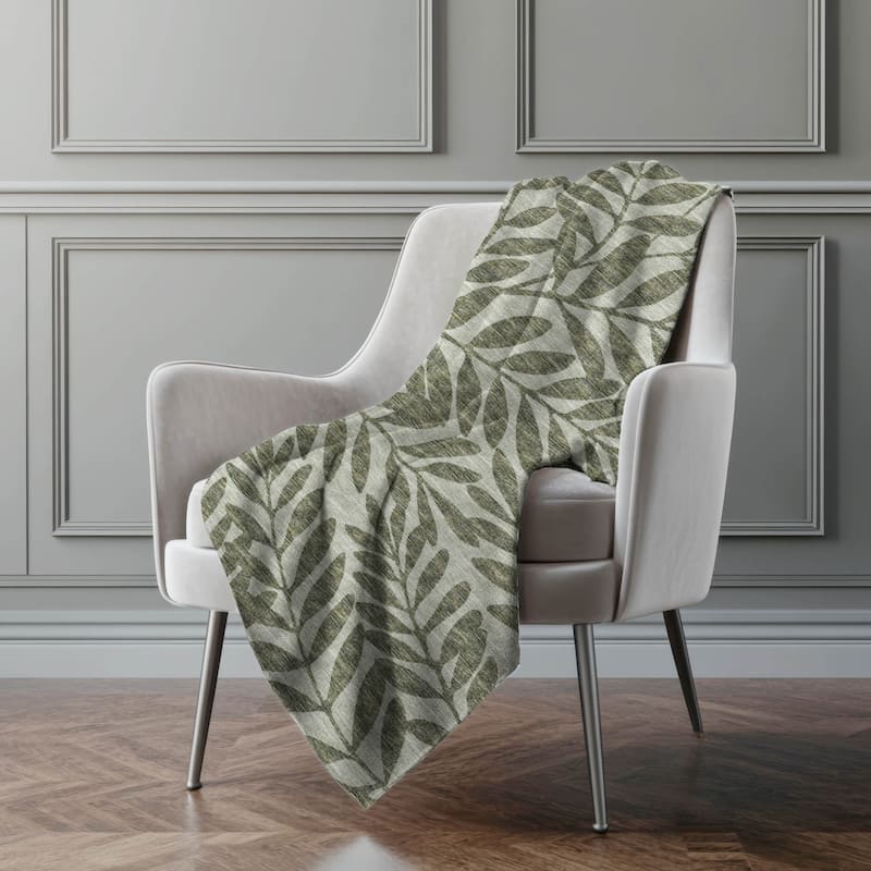 Premium Machine Washable ASB111 Floral Palms Sherpa Throw Blanket