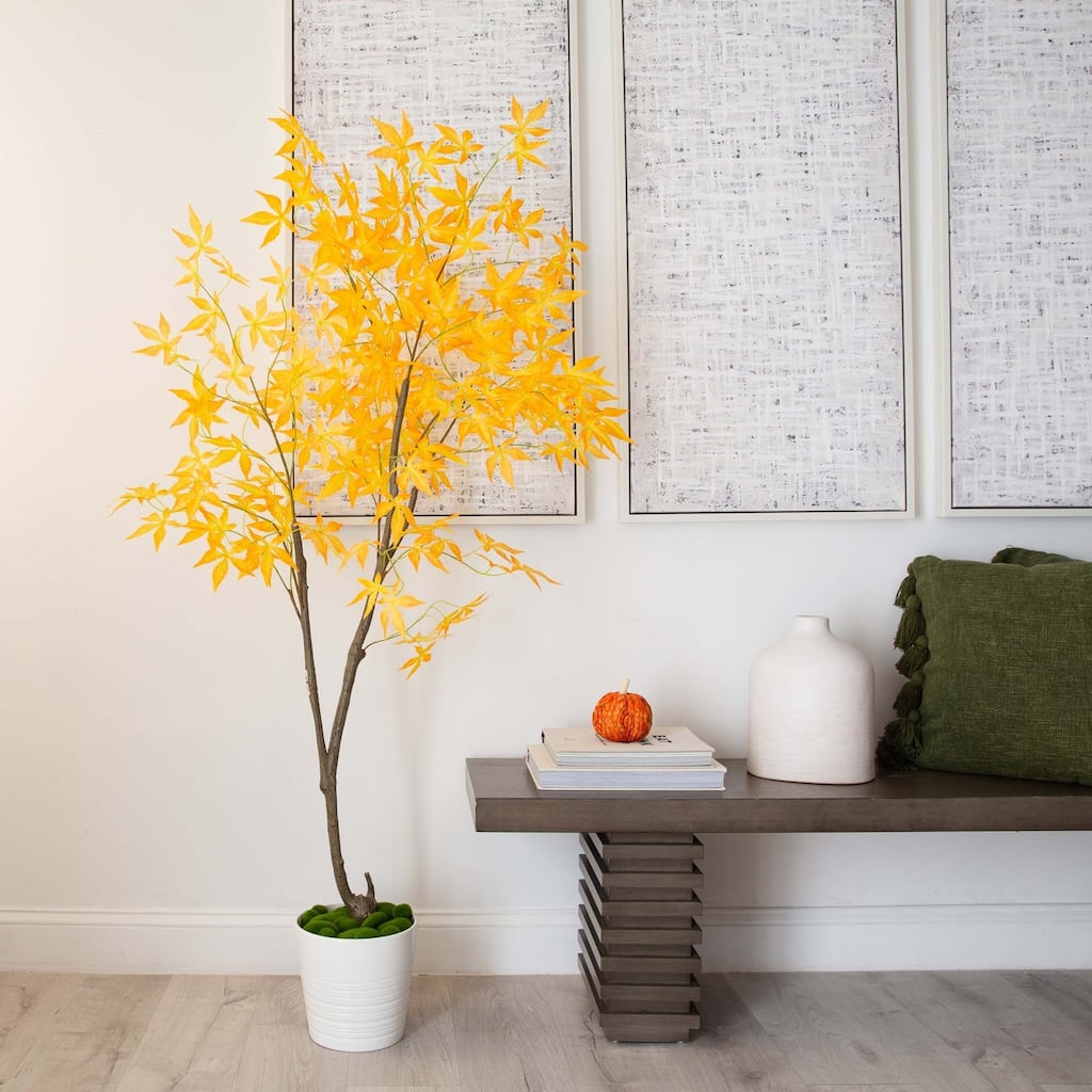 Maple Potted Artificial Tree - 5' - Orange and Red